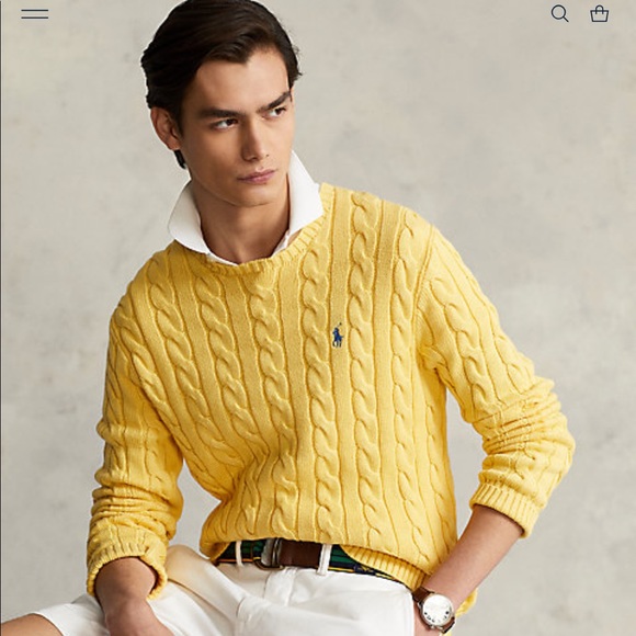 Polo Ralph Lauren Other - Polo by Ralph Lauren cable knit sweater, 100% Pima cotton, light yellow color